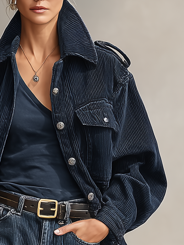 Women's loose corduroy jacket