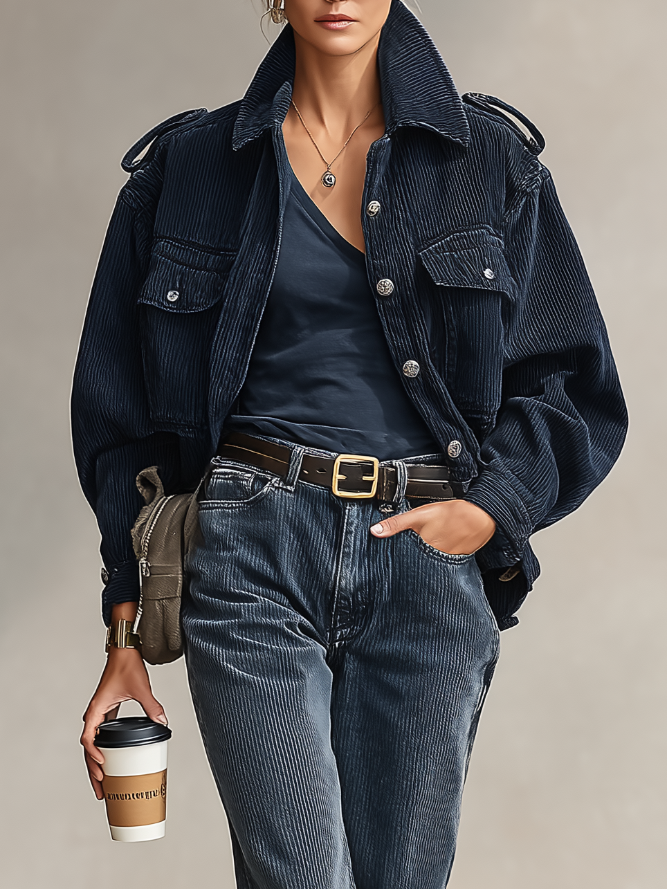 Women's loose corduroy jacket