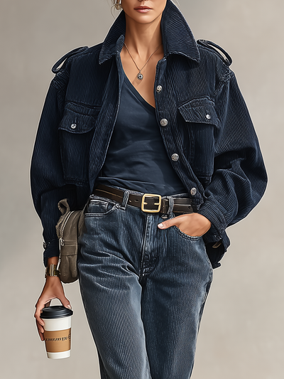 Women's loose corduroy jacket
