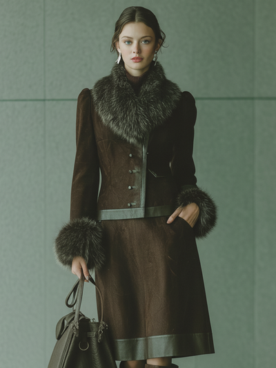 Comfortable fitted jacket with faux suede collar