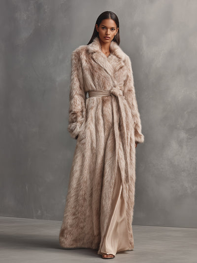 Luxury Long Coat for Women with Faux Leather Belt
