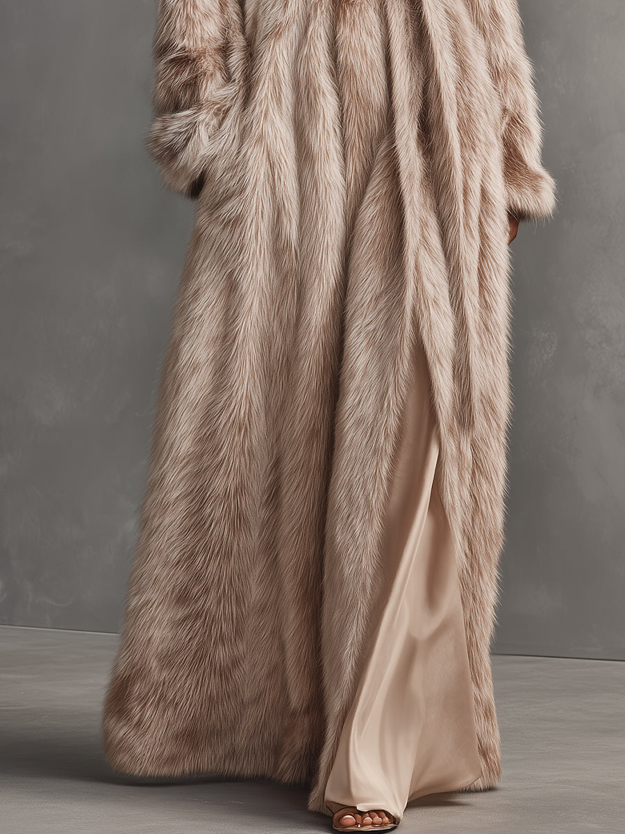 Luxury Long Coat for Women with Faux Leather Belt