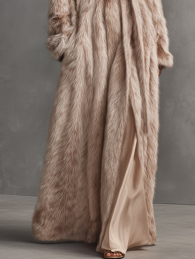 Luxury Long Coat for Women with Faux Leather Belt