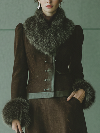 Comfortable fitted jacket with faux suede collar