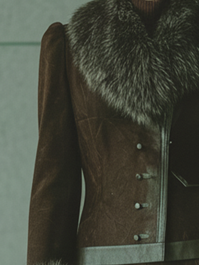 Comfortable fitted jacket with faux suede collar