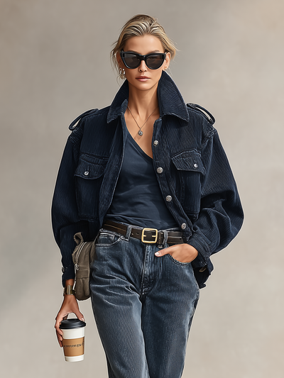 Women's loose corduroy jacket